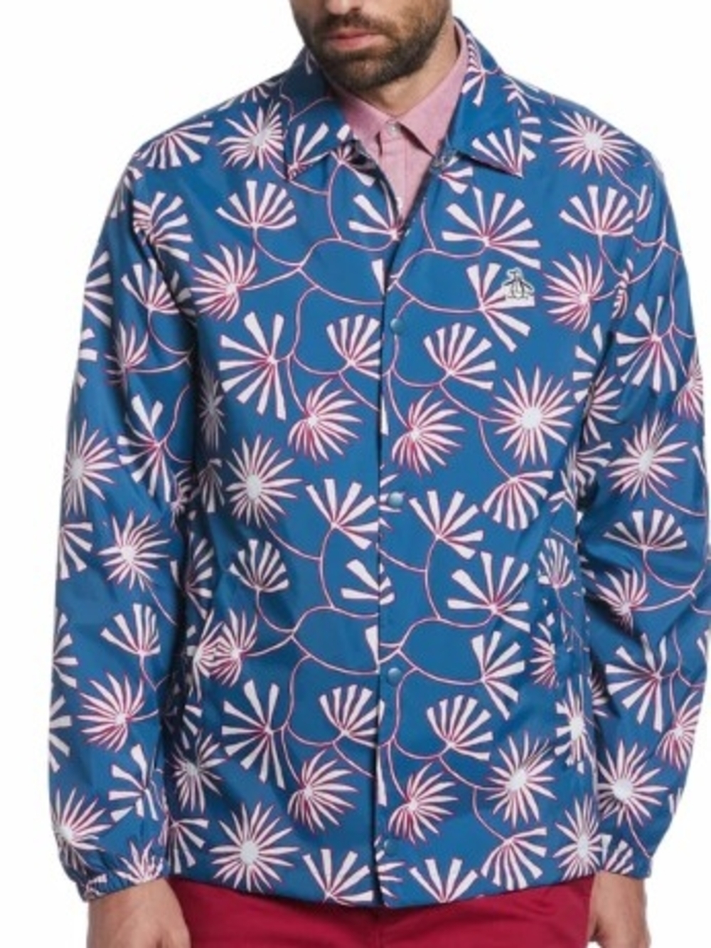 Penquin Original Mens Leaf Print Rain Jacket Size Large